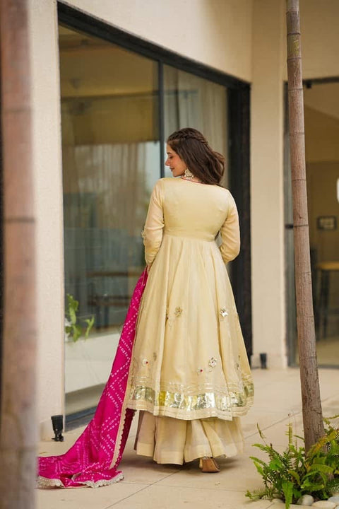 Purely Handmade Anarkali Plazzo Set With Bandhani Dupatta — A Royal Festive Look 💃👑
