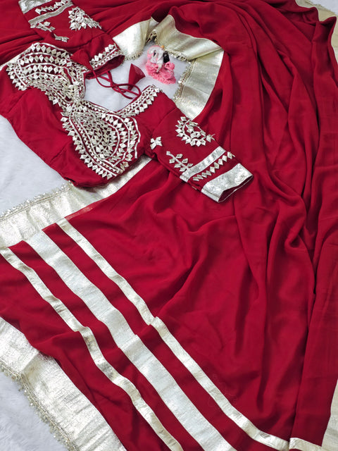 Ankita Lokhande Wear Gotta Patti Saree for Women – Hand Charkhi Work Party Wear (1212-MAROON)