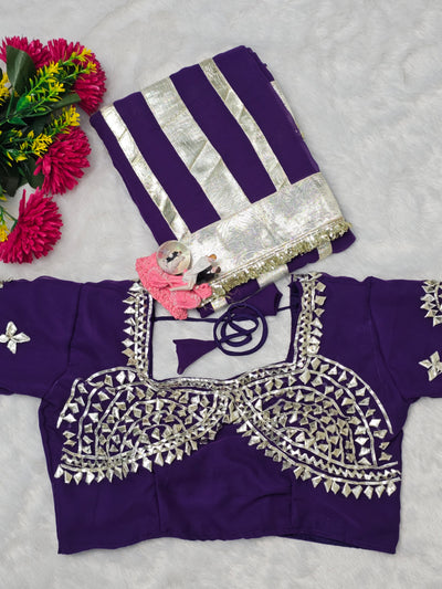 Ankita Lokhande Wear Gotta Patti Saree for Women – Hand Charkhi Work Party Wear (PURPLE)