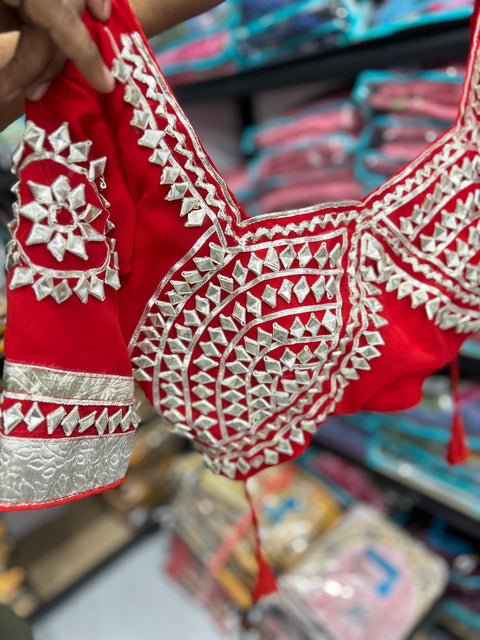 Ankita Lokhande Wear Soft Georgette Saree With Original Hand Charkhi Gotta Patti Work (RED)