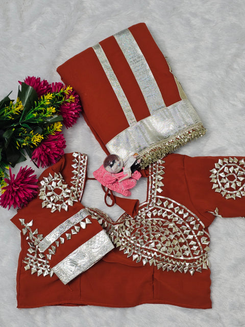 Ankita Lokhande Wear Gotta Patti Saree for Women – Hand Charkhi Work Party Wear ( 1212-RUST)