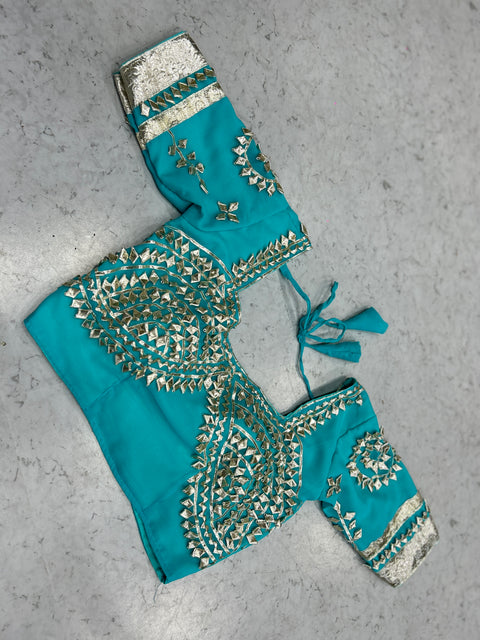 Ankita Lokhande Wear Soft Georgette Saree With Original Hand Charkhi Gotta Patti Work (1212-SKY)