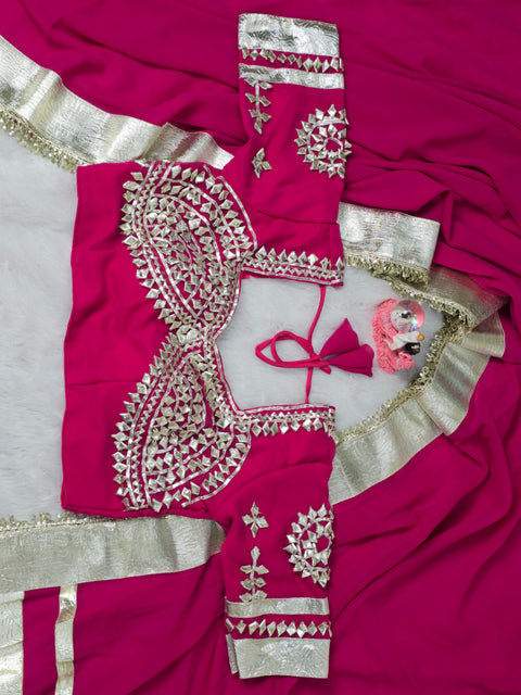 Ankita Lokhande Wear Gotta Patti Saree for Women – Hand Charkhi Work Party Wear (1212-RANI)