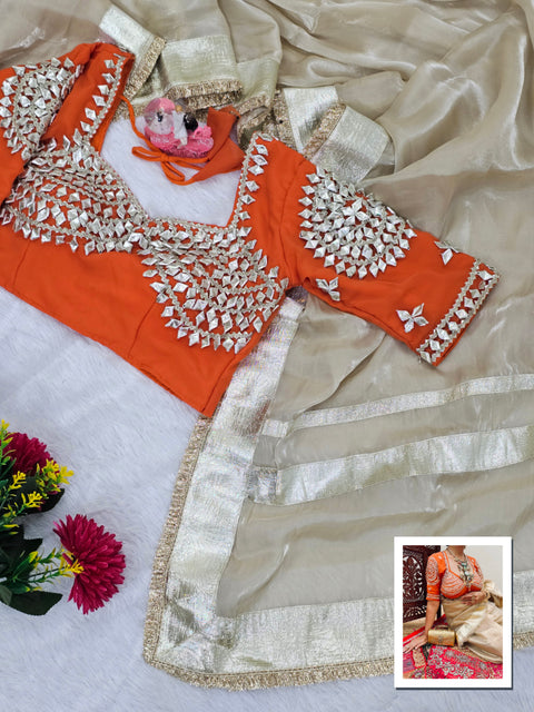 Original G-MEE Satin Silk Saree for Women – Aangi Blouse Party Wear (1214)