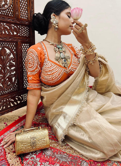 Original G-MEE Satin Silk Saree for Women – Aangi Blouse Party Wear (1214)