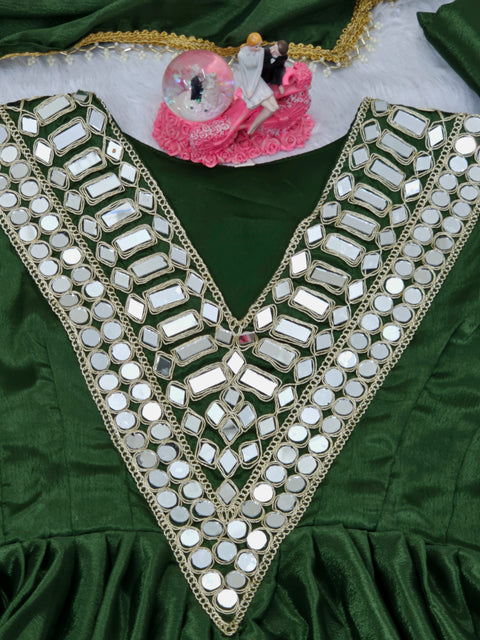 AliyaCut Kediya Style Mirror Work Palazzo Set | Chinon Fabric | Festive & Wedding Wear Suit Set (1215-MHENDI)