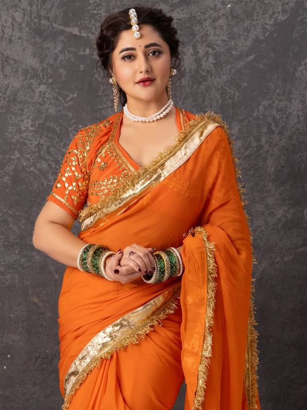 Rashmi Desai Wear Gotta Patti Saree for Women – Hand Charkhi Work Party Wear