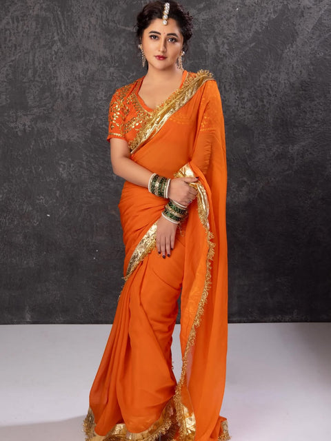 Rashmi Desai Wear Gotta Patti Saree for Women – Hand Charkhi Work Party Wear (1217-rashmi)