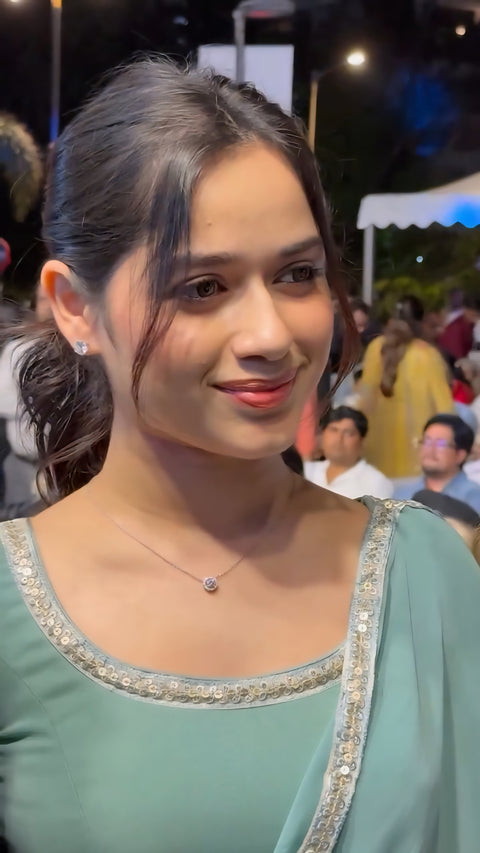 Jannat Jubair Inspired Cham Cham Sequence Anarkali Set | Soft Faux Georgette | Gold & Silver Lace Work