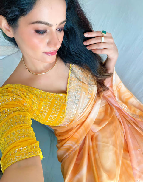 Exclusive Designer Party Wear Saree with Heavy Embroidery