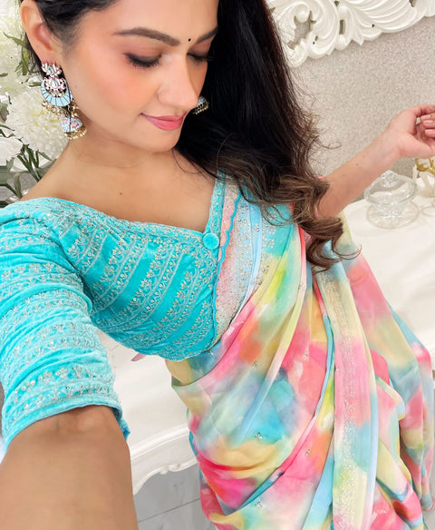 Exclusive Designer Party Wear Saree with Heavy Embroidery