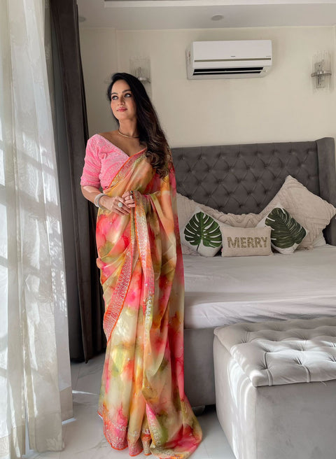 Exclusive Designer Party Wear Saree with Heavy Embroidery