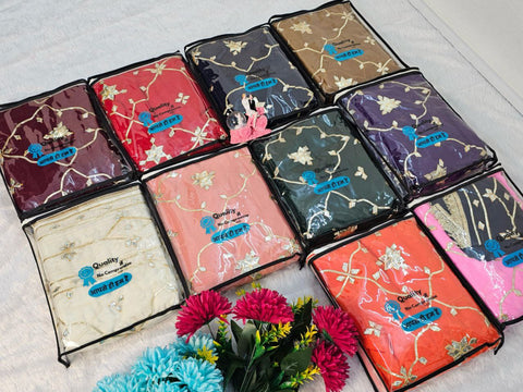 ✨Original Hand Kachhi Gotta Work Heavy Saree In Soft C C Georgette With Sequence Lace Border – (1218)