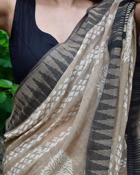 🍁 New Design Plain Soft Linen Saree With Digital Print 🍁