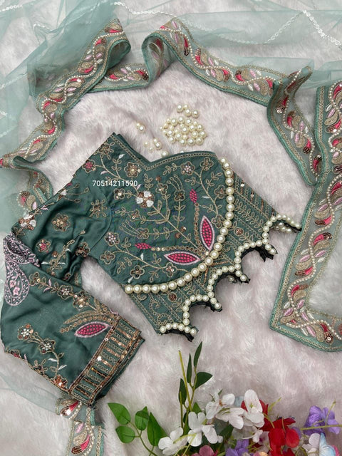 Premium Net Designer Saree with Embroidery & Diamond Work