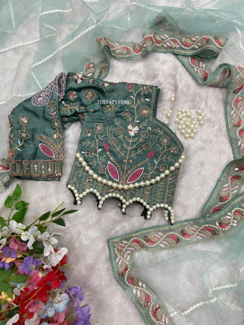 Premium Net Designer Saree with Embroidery & Diamond Work