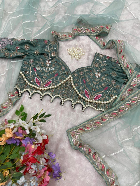 Premium Net Designer Saree with Embroidery & Diamond Work