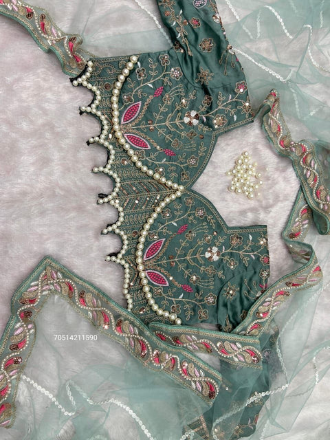 Premium Net Designer Saree with Embroidery & Diamond Work
