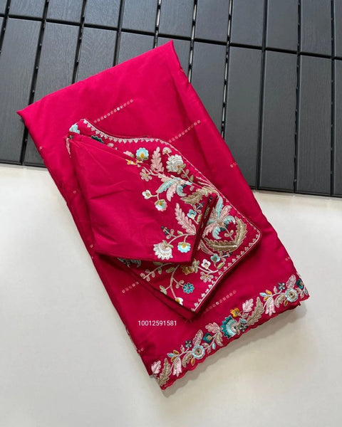 Trending Blooming Rangoli Silk Designer Saree with Embroidery & Sequence Work