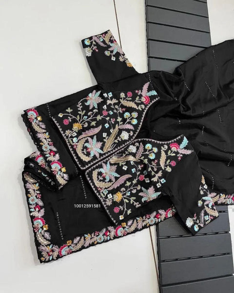 Trending Blooming Rangoli Silk Designer Saree with Embroidery & Sequence Work