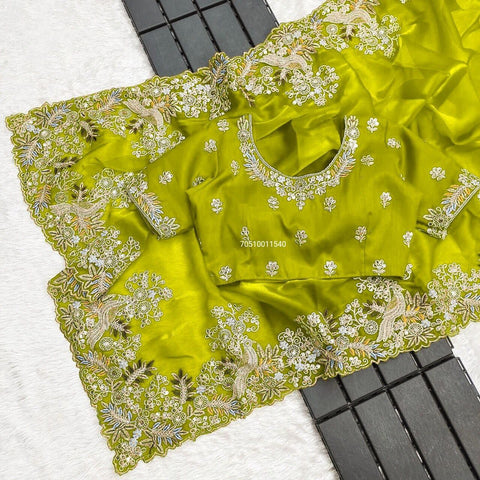 Luxurious G-MEE Soo Silk Saree with Multi-Thread Embroidery & Sequence Work