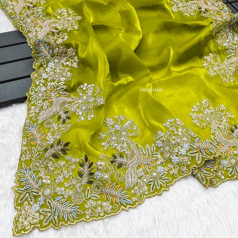 Luxurious G-MEE Soo Silk Saree with Multi-Thread Embroidery & Sequence Work