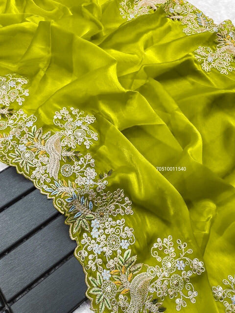 Luxurious G-MEE Soo Silk Saree with Multi-Thread Embroidery & Sequence Work