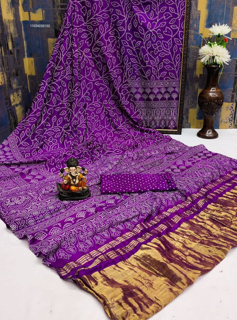 Premium Bandhani Print Tafeta Silk Saree