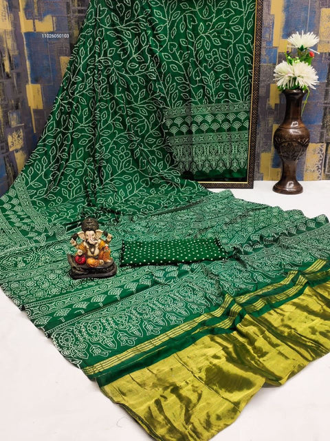 Premium Bandhani Print Tafeta Silk Saree