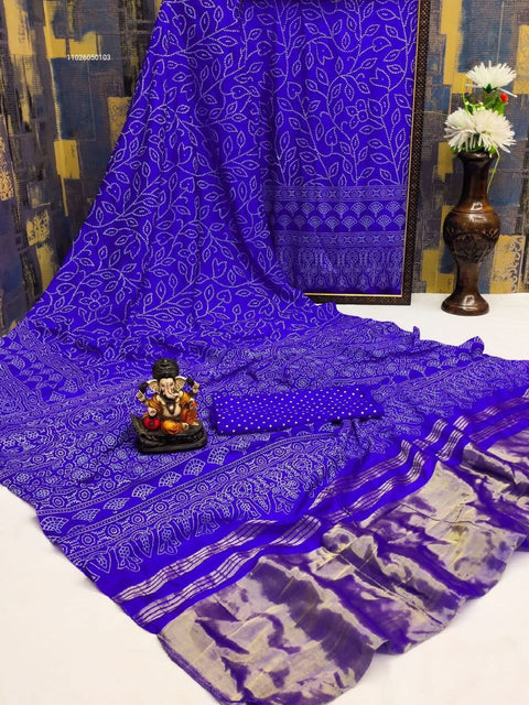 Premium Bandhani Print Tafeta Silk Saree