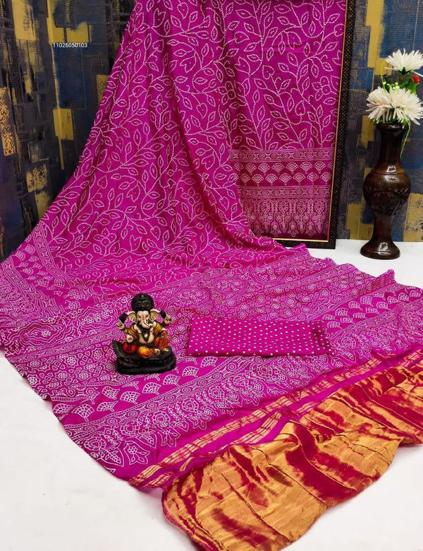 Premium Bandhani Print Tafeta Silk Saree