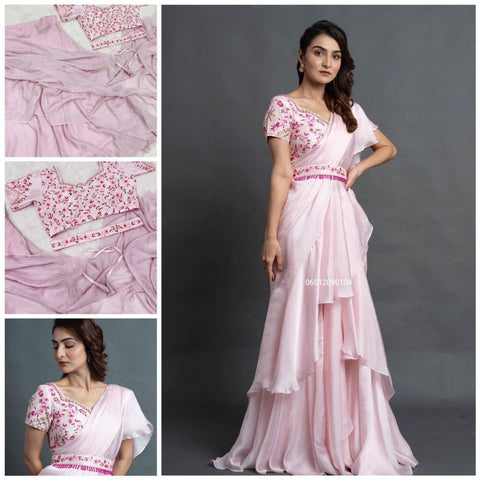 Gorgeous Designer Lehenga Saree with Organza Ruffle Dupatta - Party Wear & Bridal Collection