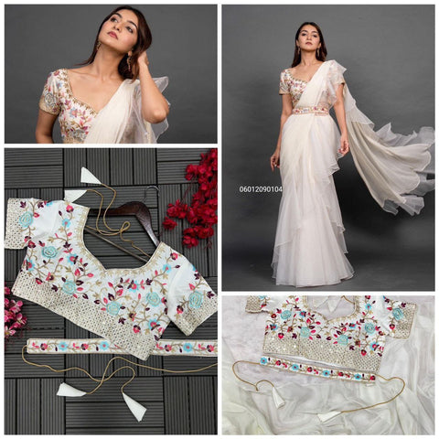 Gorgeous Designer Lehenga Saree with Organza Ruffle Dupatta - Party Wear & Bridal Collection