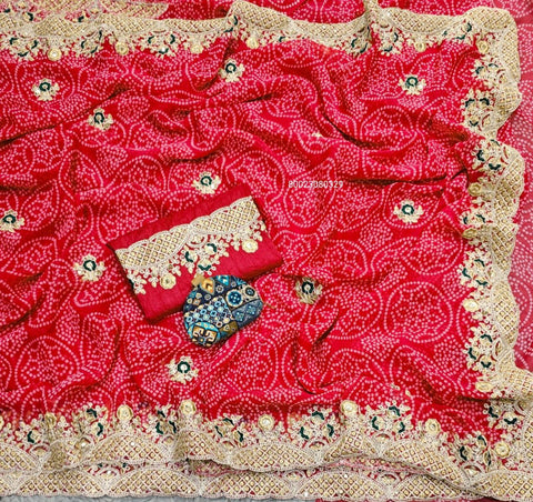 Elegant Bandhani Coding Cutwork Saree for Special Occasions