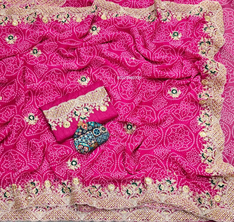 Elegant Bandhani Coding Cutwork Saree for Special Occasions