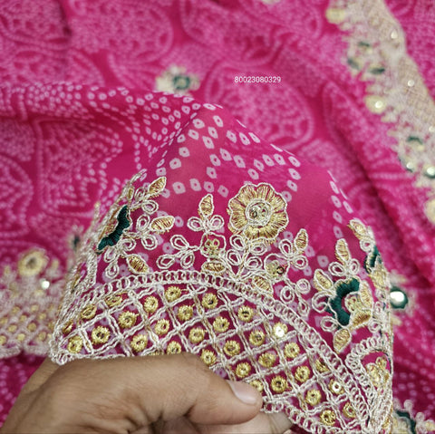 Elegant Bandhani Coding Cutwork Saree for Special Occasions