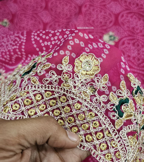 Elegant Bandhani Coding Cutwork Saree for Special Occasions