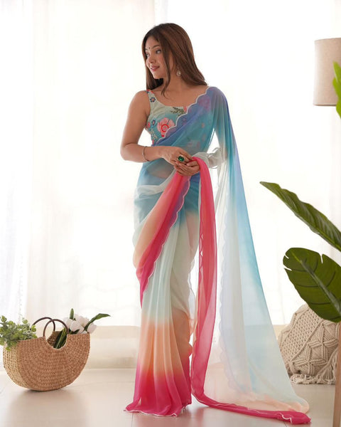NEW! Dual-Shaded Georgette Saree for Everyday Elegance