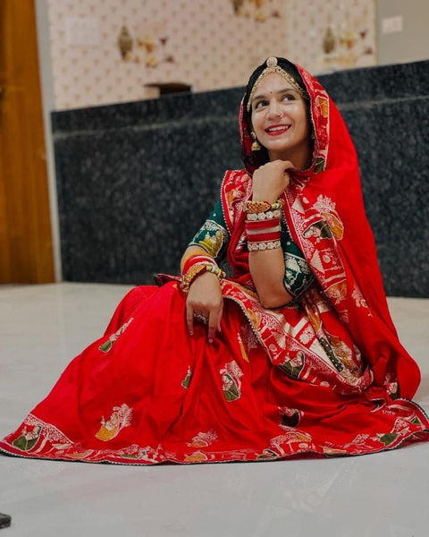 Premium HandWork Original Dola Silk Saree with Elegant Zari & Stone Work (RED)