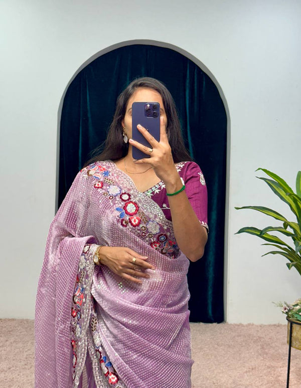 Festive Season Launch: Celebrity-Inspired Embroidered Organza Silk Saree