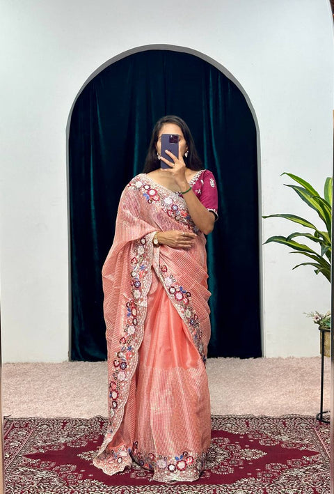 Festive Season Launch: Celebrity-Inspired Embroidered Organza Silk Saree