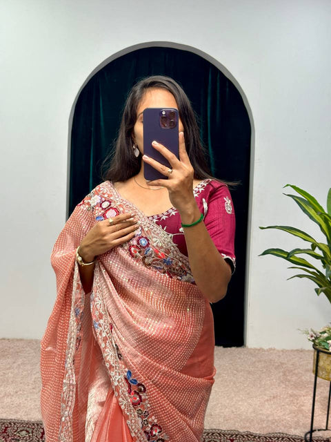 Festive Season Launch: Celebrity-Inspired Embroidered Organza Silk Saree