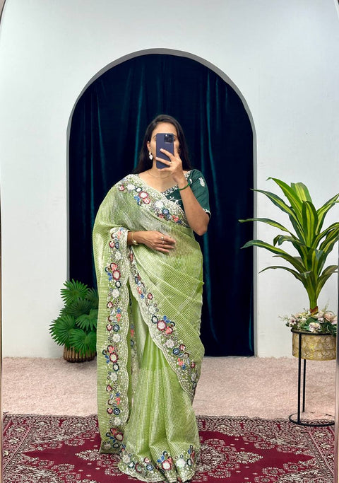 Festive Season Launch: Celebrity-Inspired Embroidered Organza Silk Saree