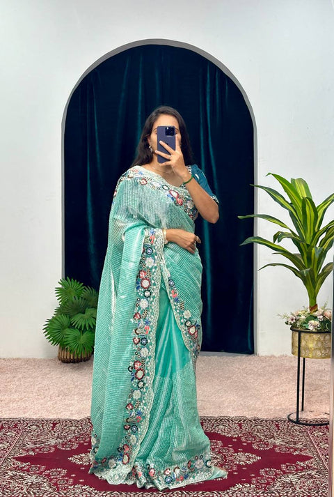 Festive Season Launch: Celebrity-Inspired Embroidered Organza Silk Saree