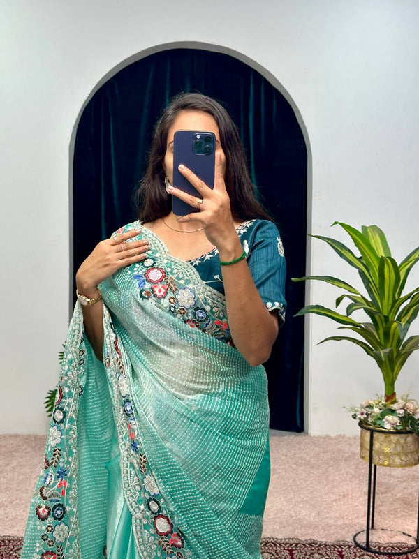 Festive Season Launch: Celebrity-Inspired Embroidered Organza Silk Saree