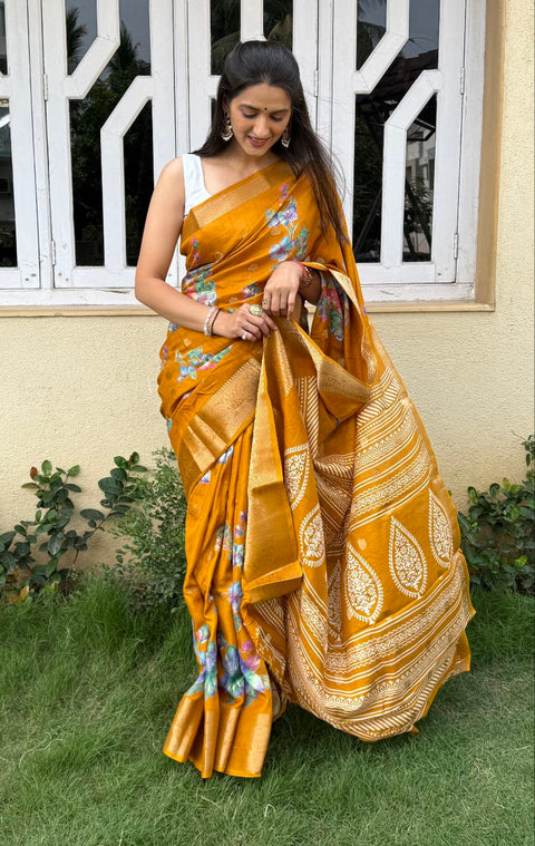 Premium Dola Silk Saree with Jacquard Butti & Floral Design 🌸