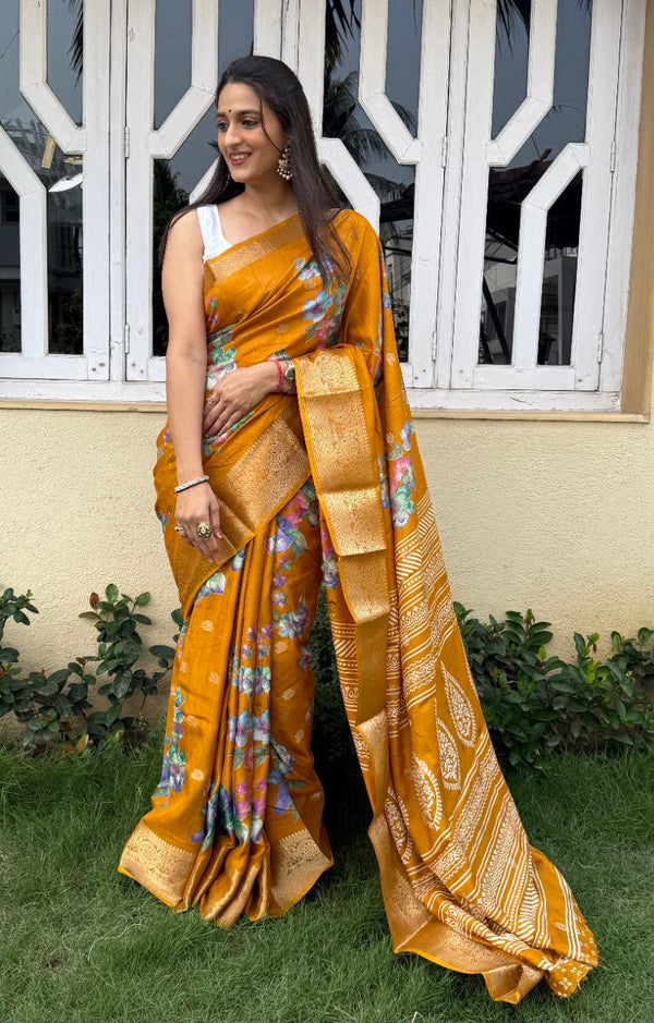 Premium Dola Silk Saree with Jacquard Butti & Floral Design 🌸