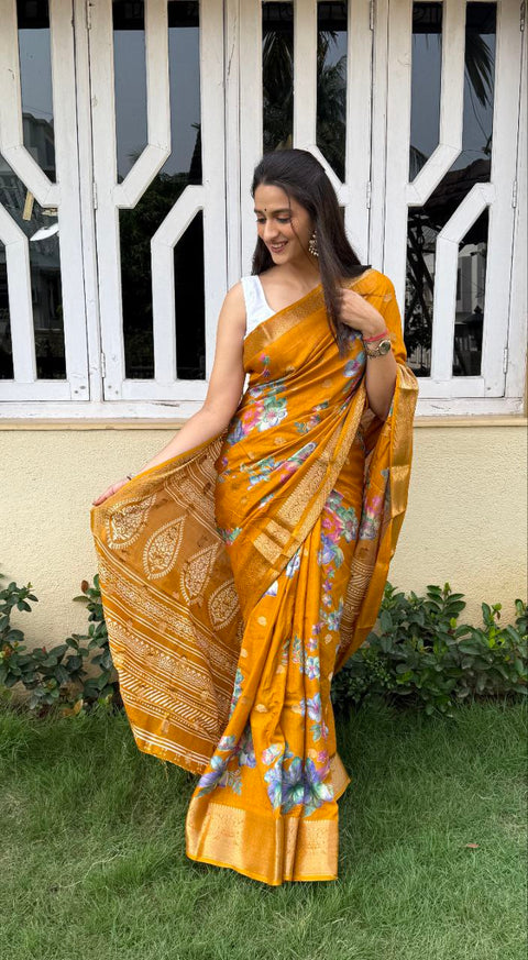 Premium Dola Silk Saree with Jacquard Butti & Floral Design 🌸