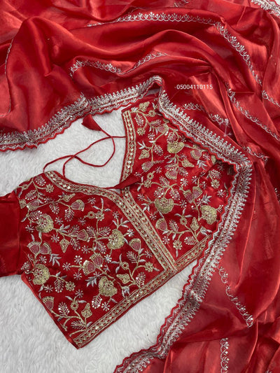 Gorgeous Jimmy Choo Saree with Sequence Work & Stitched Blouse – Perfect for Parties