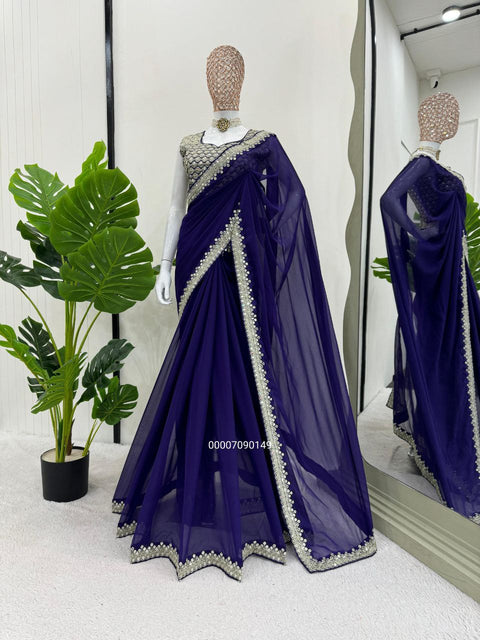 🌟Heavy Georgette Designer Saree with Thread & Sequence Work